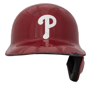 2017 Rhys Hoskins Game Used Philadelphia Phillies Batting Helmet Worn on 8-10-17 for his MLB Debut (MLB Authenticated) 